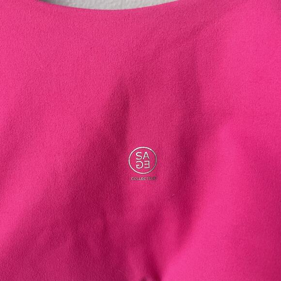 Sage Collective Womens Crop Top Size Extra‎ Large Pink Padded Tank Top Athletic - Picture 4 of 6